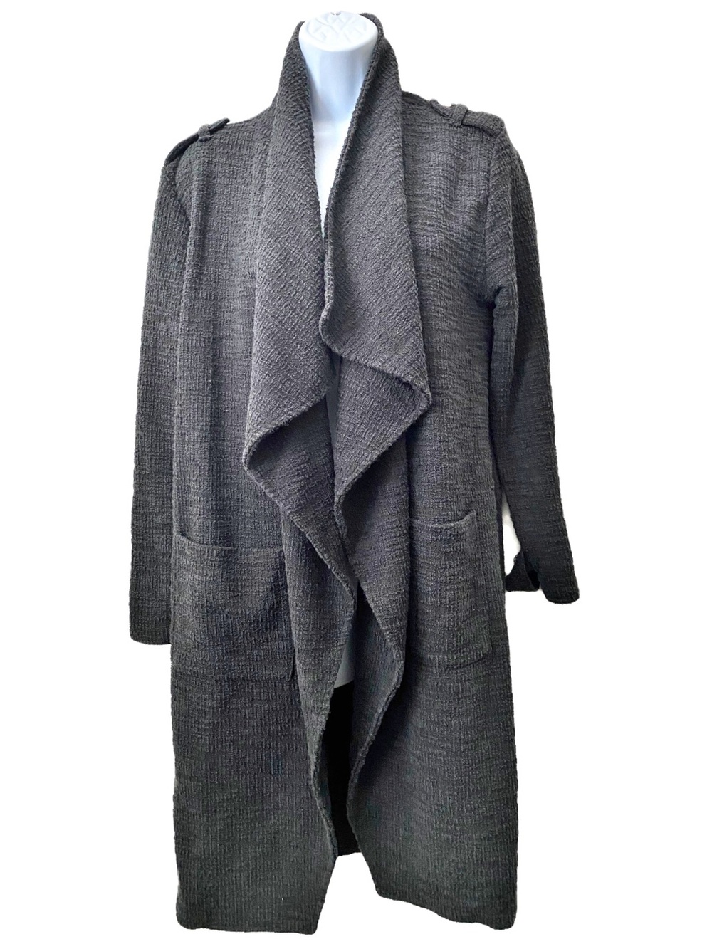 Military Style Cardigan Epaulettes Open Waterfall Front BB Dakota Streetwear
